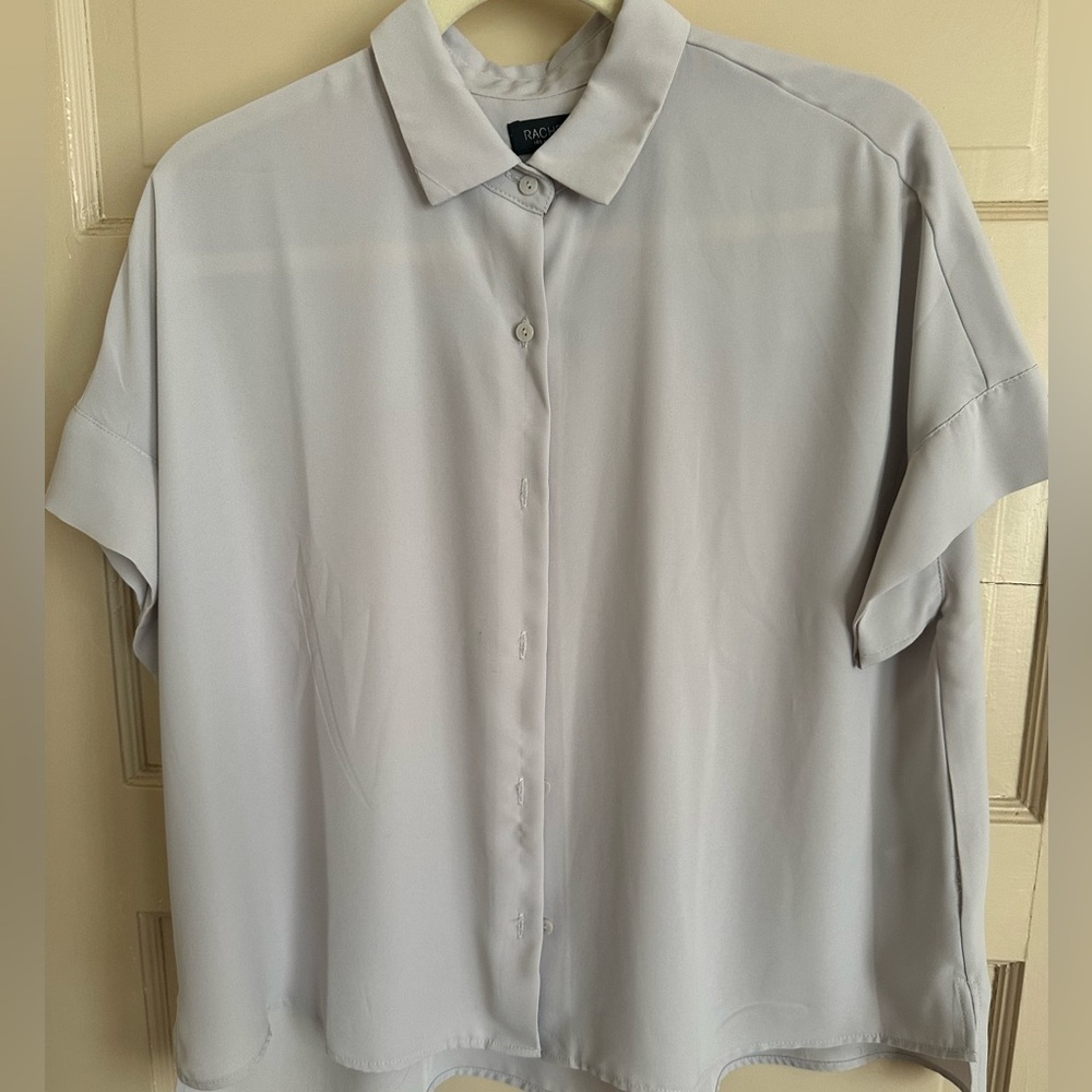Gray Button-Up Blouse